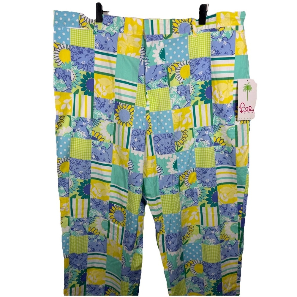 NWT VTG Lilly Pulitzer Men Miller Pant Size 40 Trophy Patch 90s Unhemmed Spring